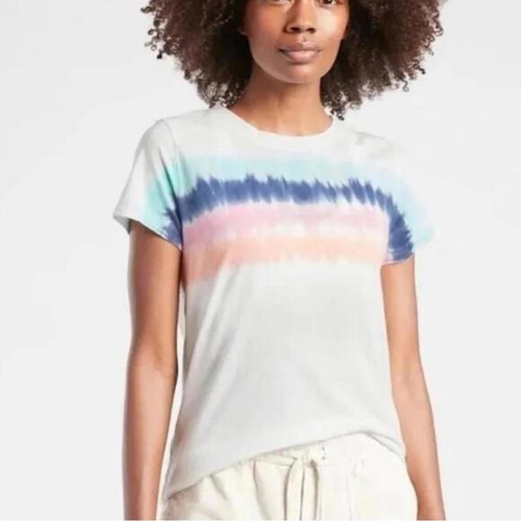 Athleta l Organic Daily Tie Dye Stripe Tee Small - Picture 1 of 10